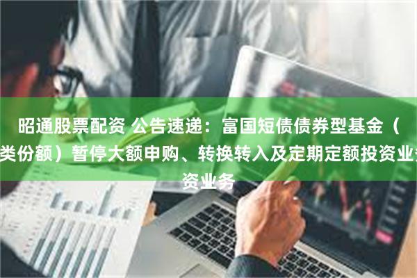 昭通股票配资 公告速递：富国短债债券型基金（A类份额）暂停大额申购、转换转入及定期定额投资业务